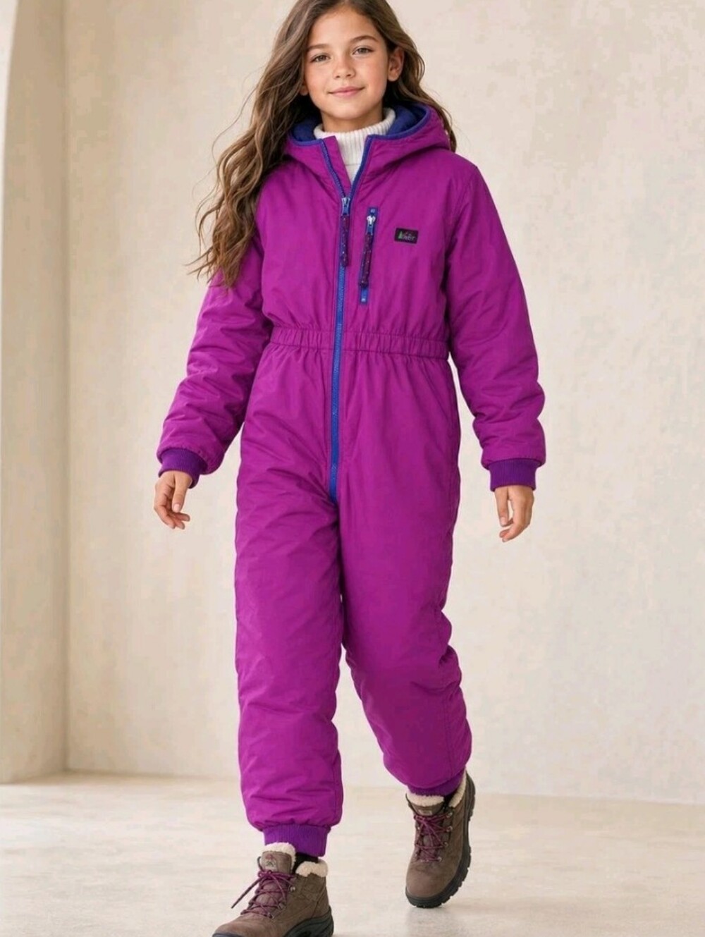 REI Insulated Hooded Kids Snowsuit, Blue, Size M (8-10), Winter Snow, Snowmobile